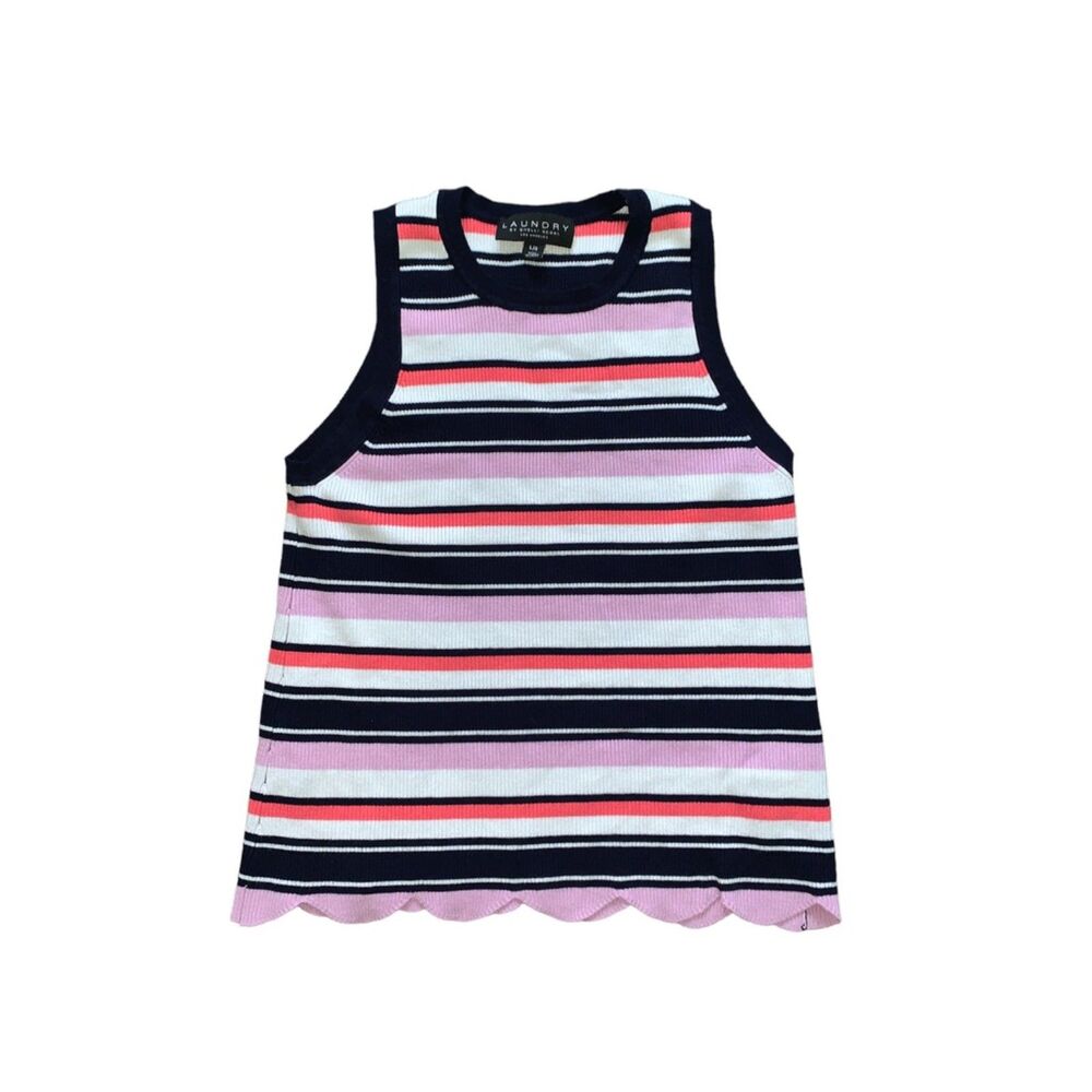 LAUNDRY BY SHELLI SEGAL, Women's Multicolored Stripe Ribbed Top, Large, Used